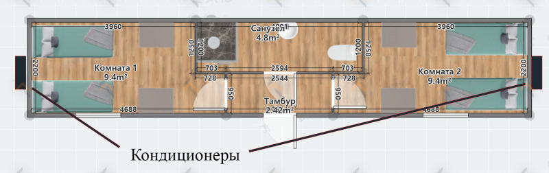 Жилой блок контейнер для 4 человек